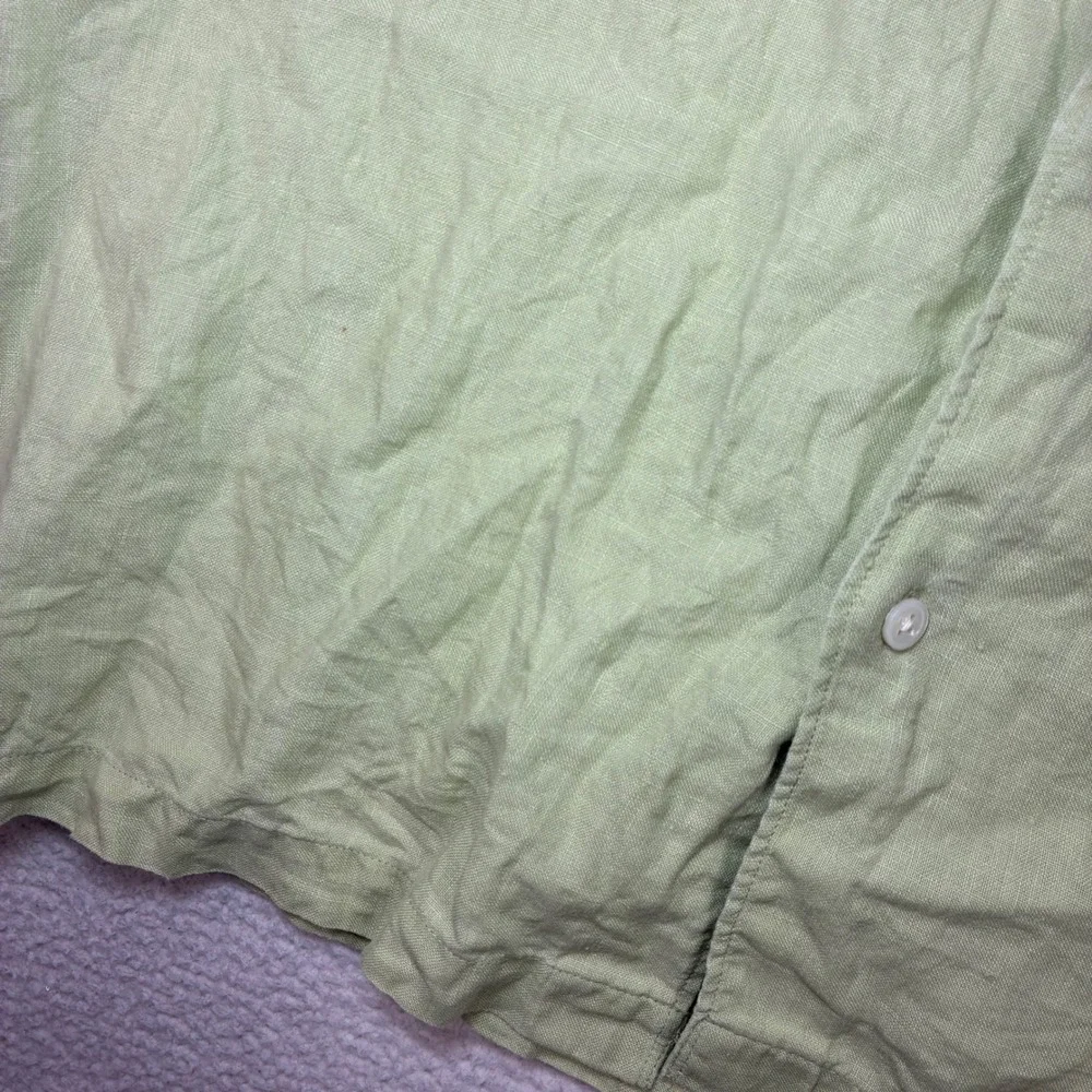 Banana Republic Linen Button Shirt Men M Green Short Sleeve Chambray Summer